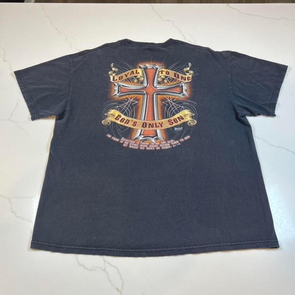 Vintage 00s Jesus choppers graphic parody art tee shirt Kerusso XL